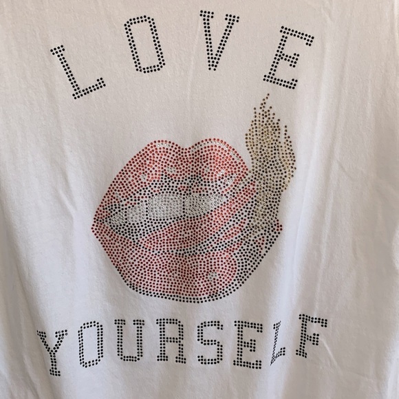 BNWOT Zadig & Voltaire Tunisien MC Love Yourself Glitter Tee Size M $129 USD - Picture 3 of 3